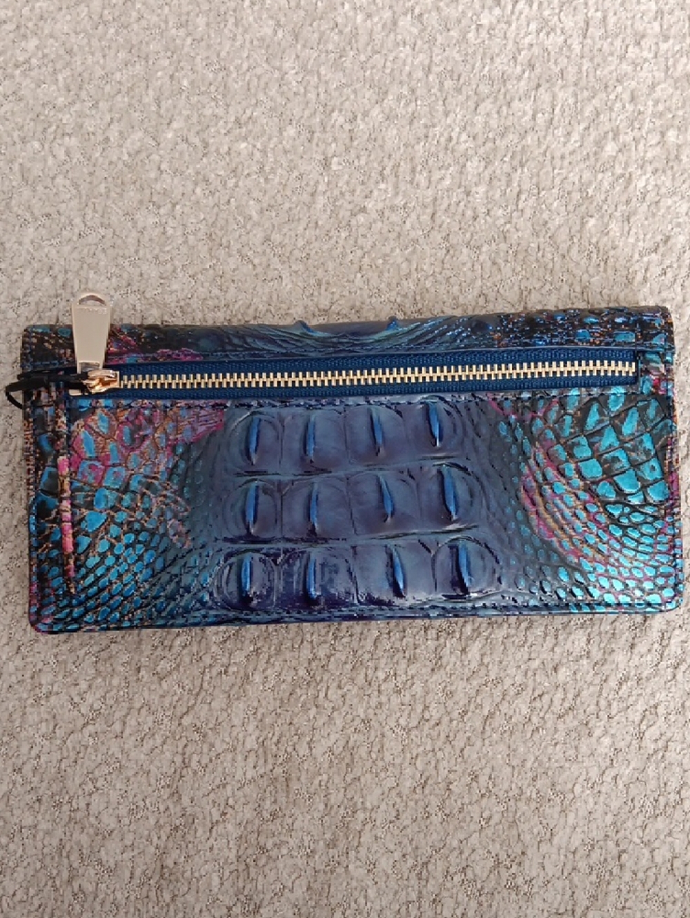 Brahmin Blue Multicolor Iridescent Croc-Embossed Wallet - Picture 6 of 7